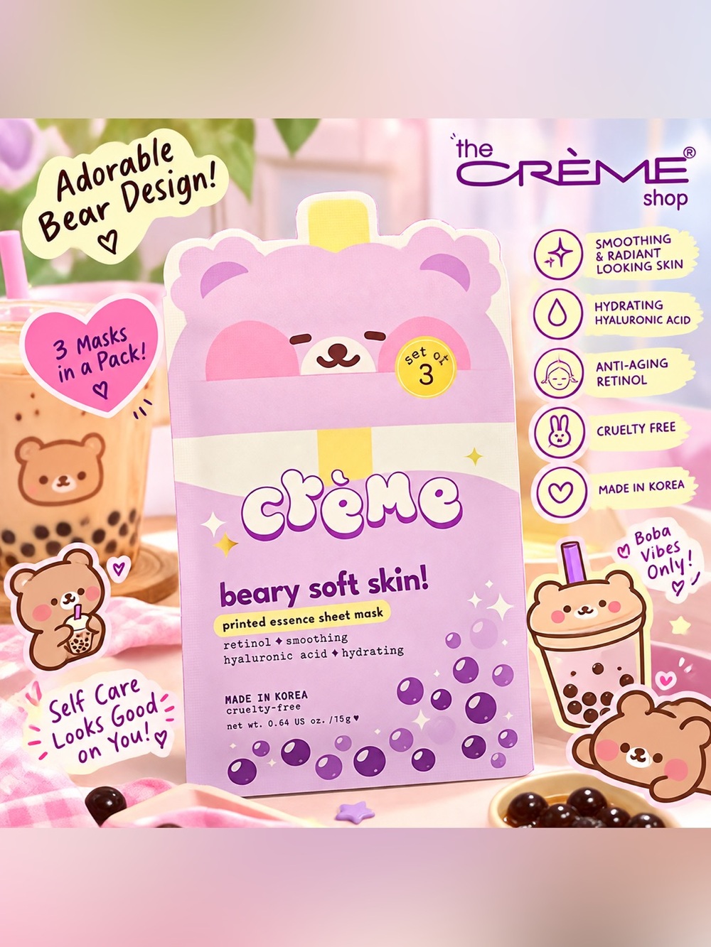The Crème Shop Beary Soft Skin! Printed Essence Sheet Mask